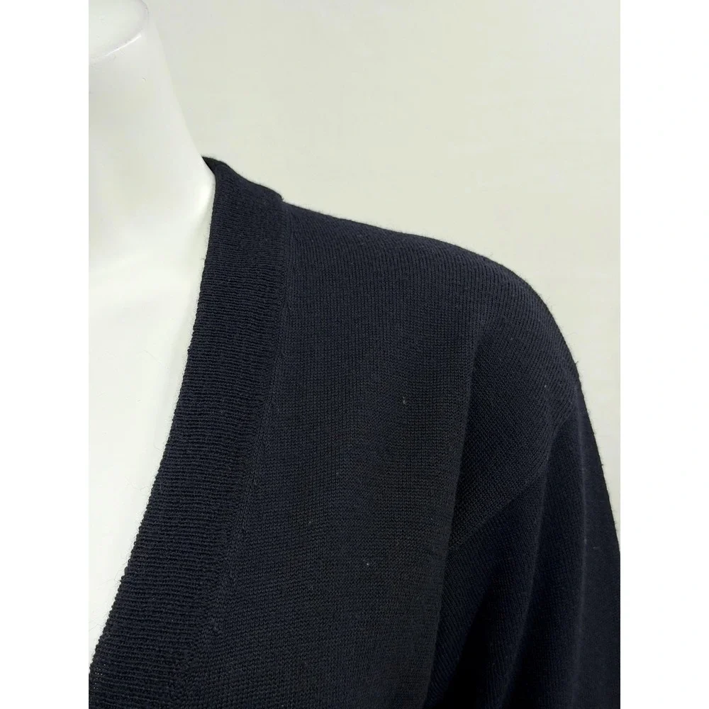Vintage Outlander Sweater Womens Small Black Cardigan Wool Blend V-Neck Longline